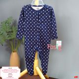  [6m] Sleepsuit Cúc Bấm Có Vớ Bé Gái Geo - Navy Tim Hồng 