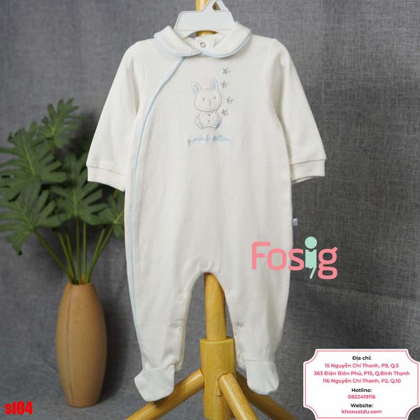  [6m] Sleepsuit Có Vớ Bé Unisex - Tráng Thỏ Sao 