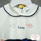  [6m] Sleepsuit Có Vớ Bé Gái - Trắng Sọc Navy Love 