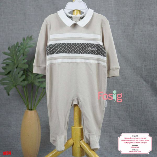  [9m] Sleepsuit Có Vớ Bé Trai - Xám Sọc Giggles 