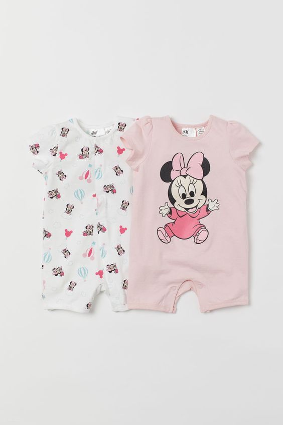  [13-16kg] Set 2 Romper Body Đùi Cho Bé Gái HM - Trắng Hồng Minnie 