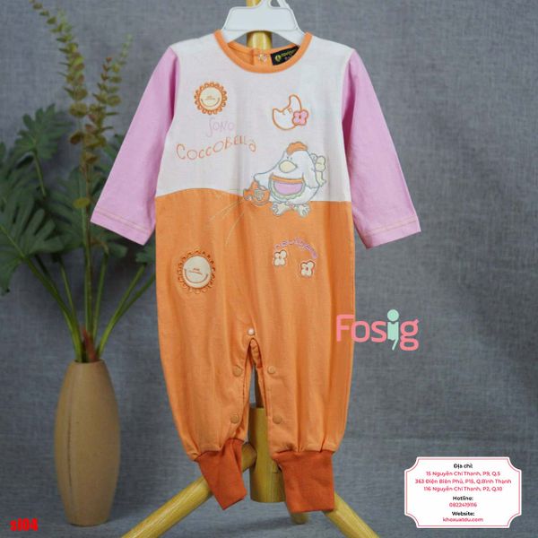  [9m] Sleepsuit Có Vớ Bé Gái - Cam Hồng Gà Mẹ 