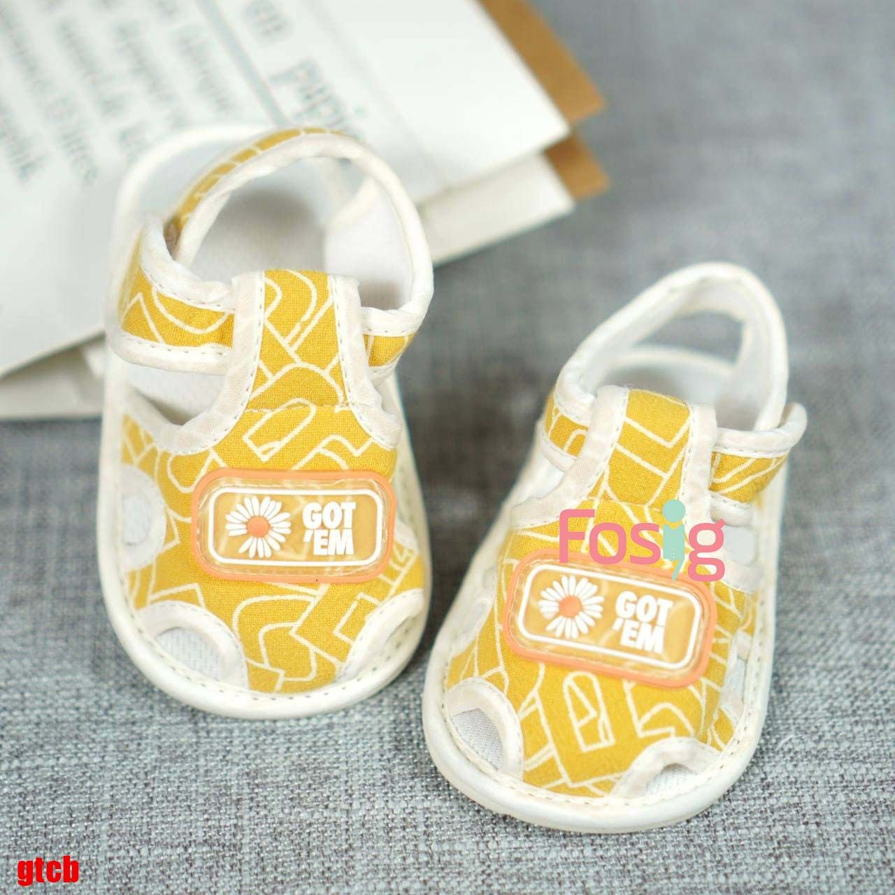  [10-11.5cm] Giày Tập Đi Đế Cao Su Chống Trượt Cho Bé - Vàng Hoa Got'em 