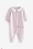  [5-10kg ; 14-16kg] Sleepsuit Nỉ Có Vớ Cúc Bấm Bé Gái NXT - Tím Thỏ 