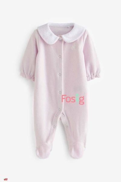  [5-10kg ; 14-16kg] Sleepsuit Nỉ Có Vớ Cúc Bấm Bé Gái NXT - Tím Thỏ 