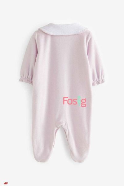  [5-10kg ; 14-16kg] Sleepsuit Nỉ Có Vớ Cúc Bấm Bé Gái NXT - Tím Thỏ 