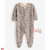  [4-7kg; 14-15kg] Sleepsuit Nỉ Có Vớ Khóa Kéo Bé Unisex NXT - Kem Da Beo 