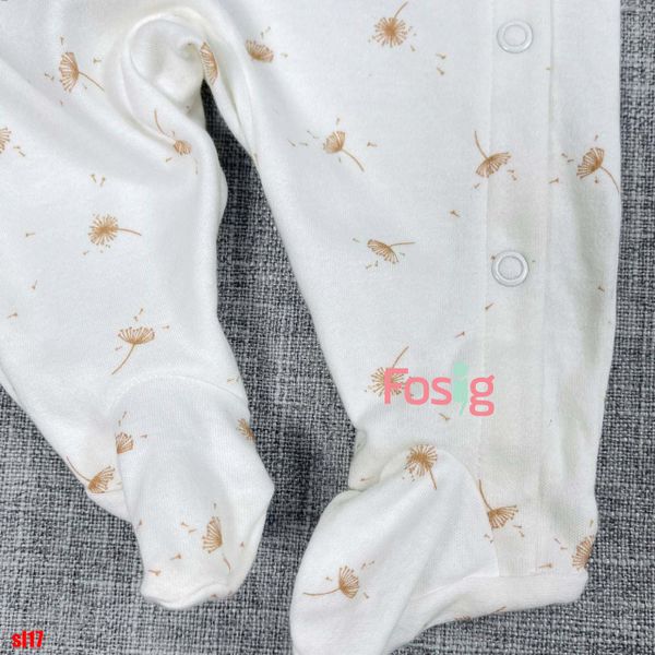  [4-5kg] Sleepsuit Có Vớ Cúc Bấm Bé Unisex NXT - Trắng Bồ Công Anh 