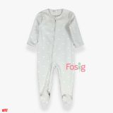  [3-4kg ; 13-14kg] Sleepsuit Nỉ Có Vớ Khóa Kéo Nxt Bé Trai - Xám Mây Nhỏ 