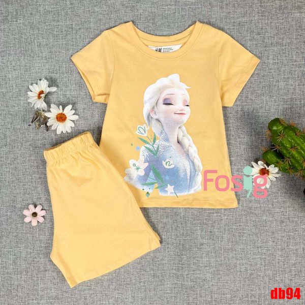  14kg - 26kg Set Đồ Bộ Ngắn HM Bé Gái - Vàng Đậm Elsa Db94G 