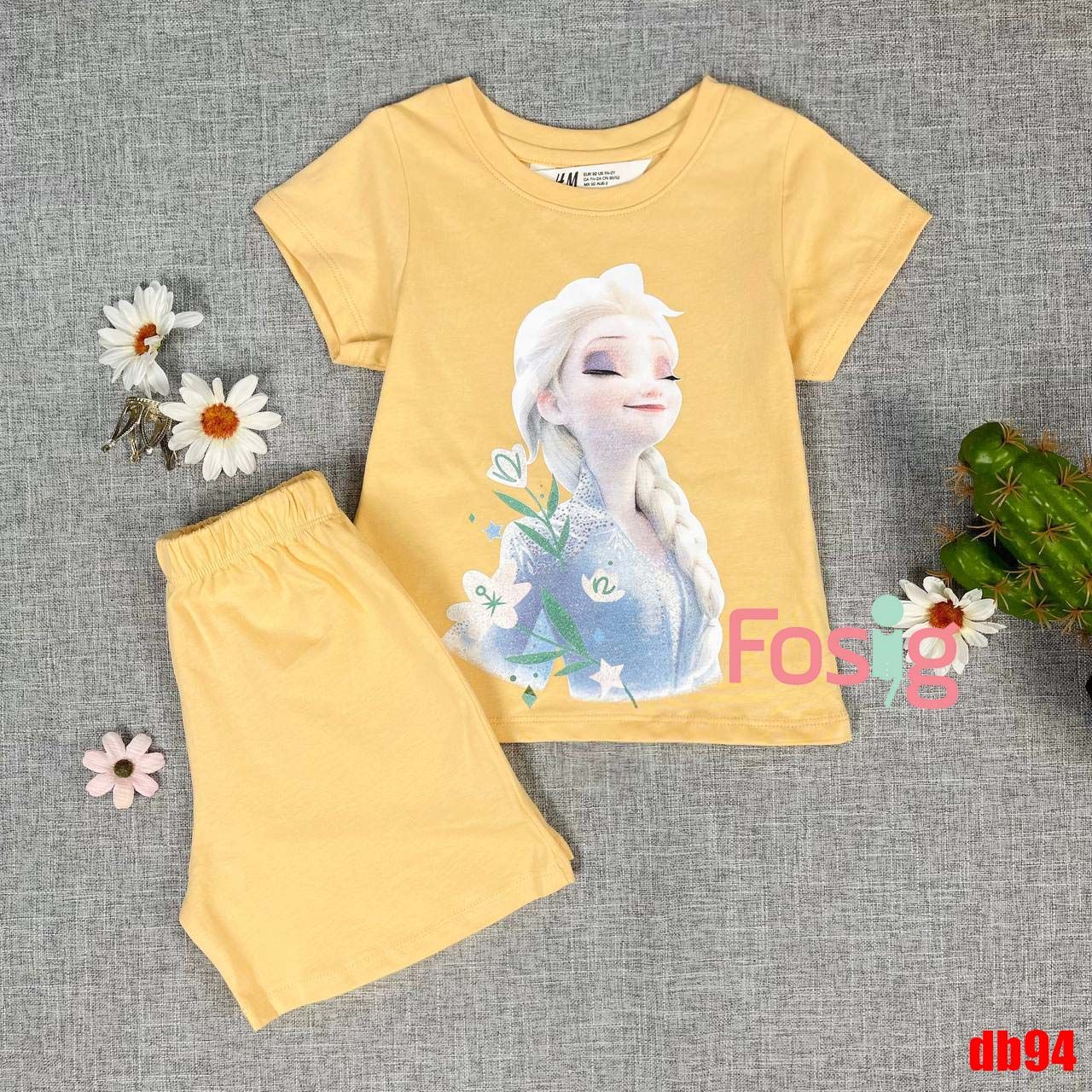 14kg - 26kg Set Đồ Bộ Ngắn HM Bé Gái - Vàng Đậm Elsa Db94G