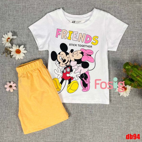  11kg - 26kg Set Đồ Bộ Ngắn HM Bé Gái - Trắng Friends Db94G 