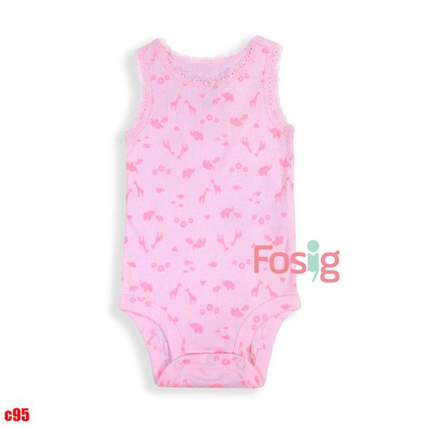  3m - 6m ; 24m Bodysuit Sát Nách Bé Gái Cter50 - Hồng Thú Hồng 