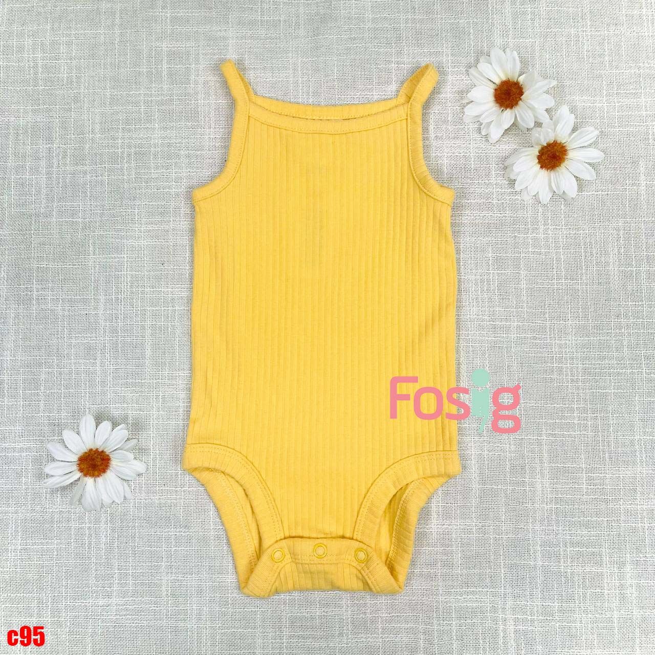  3m ; 18m - 24m Bodysuit 2 Dây Bé Gái Cter50 - Vàng Sọc 