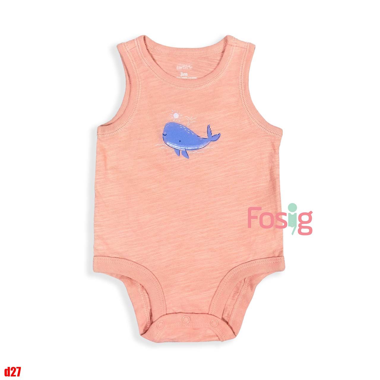  3m - 6m ; 12m ; 24m Bodysuit Tay Ngắn Bé Trai Cter - Cam Cá Voi 