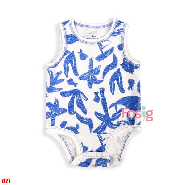  3m - 24m Bodysuit 3 lỗ Bé Trai Cter - Trắng Cây Dừa Xanh 