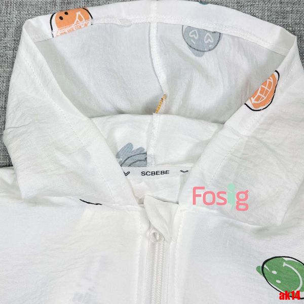  7kg-9kg 15 -17kg Áo Khoác Gió Mỏng Bé Unisex - Trắng Mặt Cười 