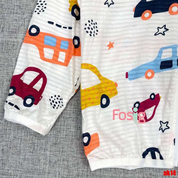  12 - 18kg Áo Khoác Gió Mỏng Bé Unisex - Trắng Xe Màu 