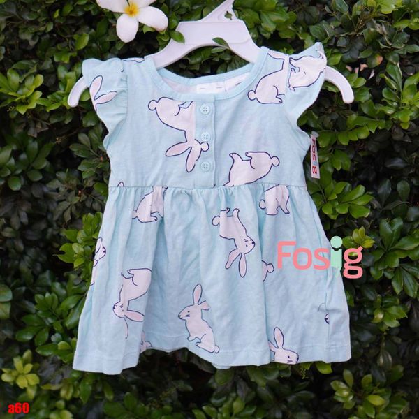  [0-9m] Đầm Cotton Cánh Tiên Bé Gái Cter - Xanh Thỏ 