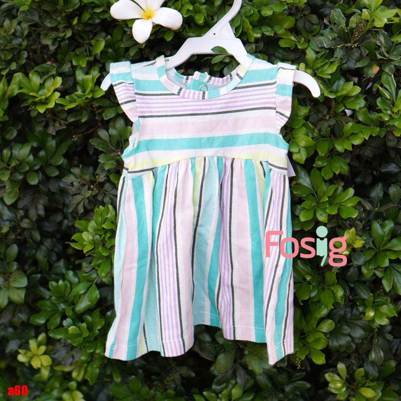  [0-9m] Đầm Cotton Cánh Tiên Bé Gái Cter - Sọc Xanh Tím 