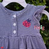  [0-9m] Đầm Thun Cotton Cánh Tiên Bé Gái Cter - Sọc Navy Bọ 