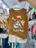  2T-6T Bộ ba lỗ quần short cho bé trai - Nâu Pokemon Pica.chu Satoshi B3L01 