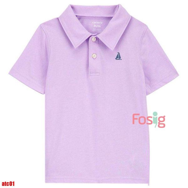  12-15kg Áo thun bé trai Polo vải thun - dáng style cho bé trai- Tím trơn ATC01 