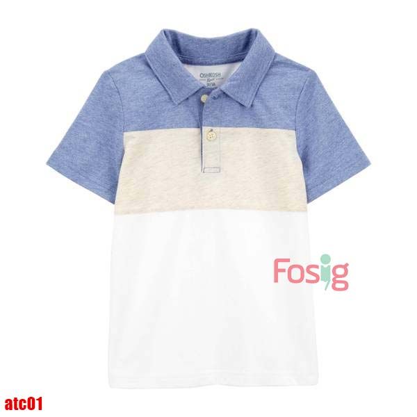  12-17kg Áo thun bé trai Polo vải thun - dáng style cho bé trai- Trắng kem ATC01 