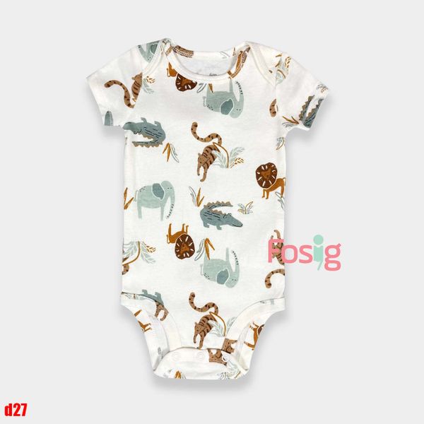  0-24kg Bodysuit Tay Ngắn Bé Trai Cter50 - Kem Voi Sư tử animal 