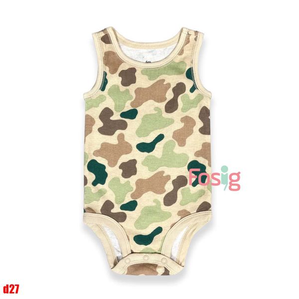  0-24m Bodysuit 3 Lỗ Bé Trai Cter50 - Kem Camo rằn ri 