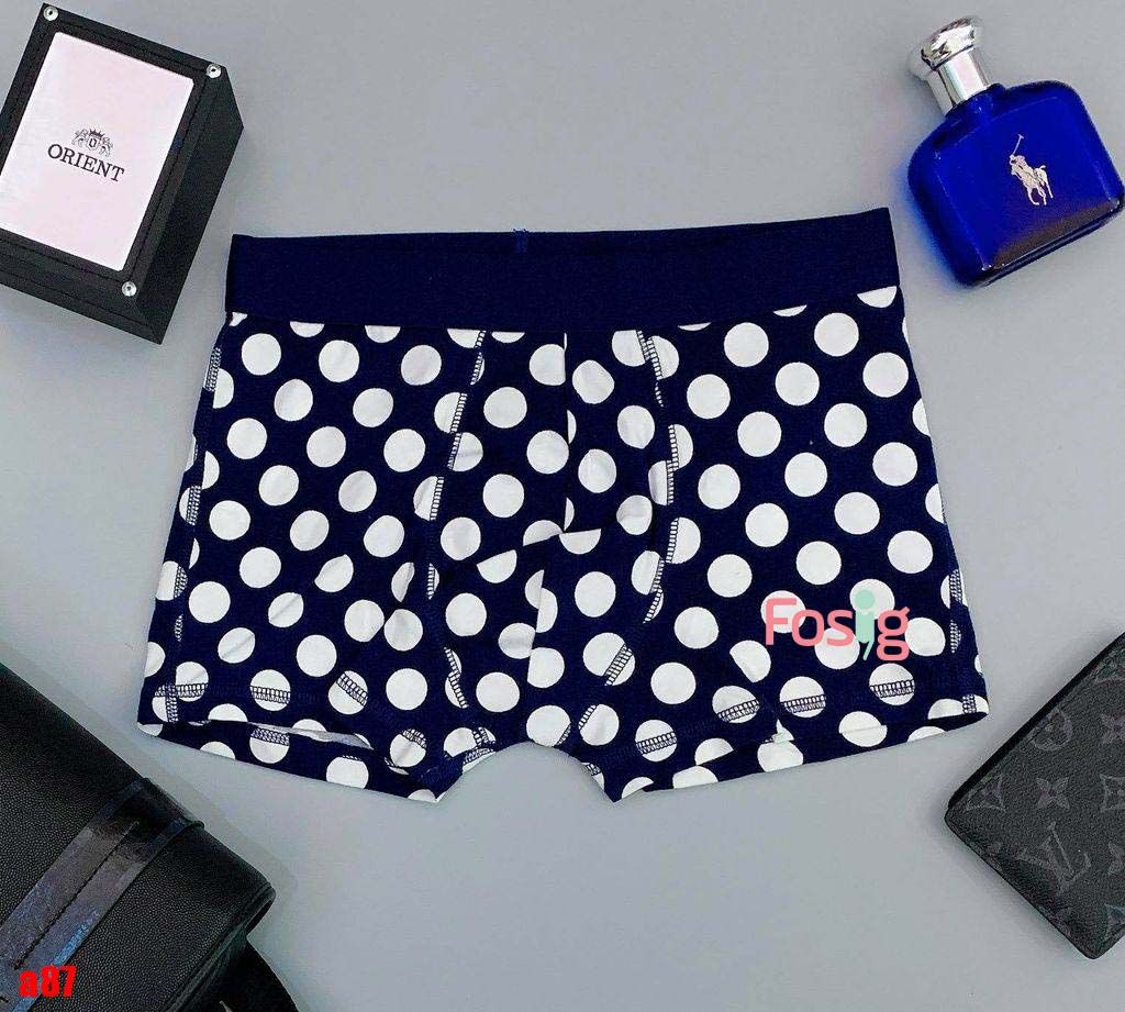  [ XS-L ] Quần boxer Nam HM  - Navy/Chấm Trắng 