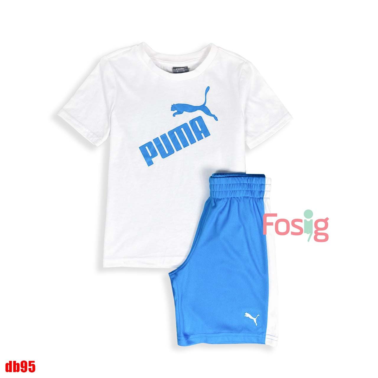  10-11kg; 15-20kg Đồ Bộ tay ngắn bé trai thể thao thoáng mát PM- Trắng chữ Puma xanh DB95 