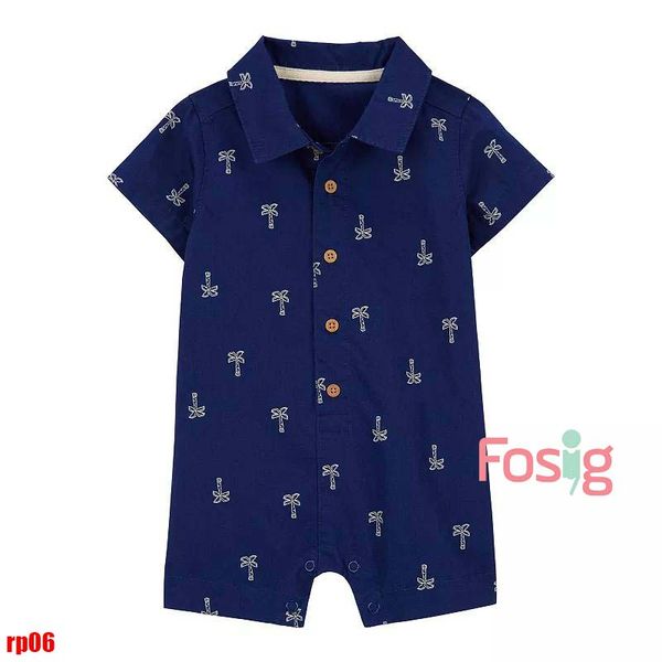  3m-6m và 24m Romper Đùi có cổ Bé Trai Cter- Navy cây dừa RP06 