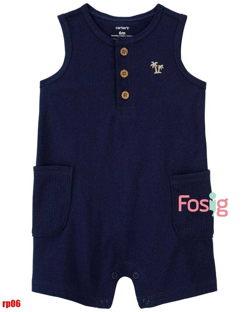3m - 6m Romper Đùi 3 lỗ Bé Trai Cter- Navy trơn RP06