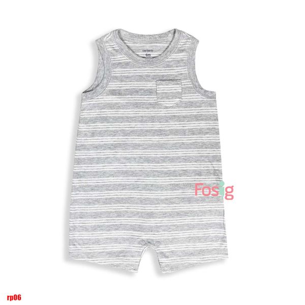  6m-9m ; 24m Romper Đùi 3 lỗ Bé Trai Cter- Xám sọc trắng nhỏ RP06 