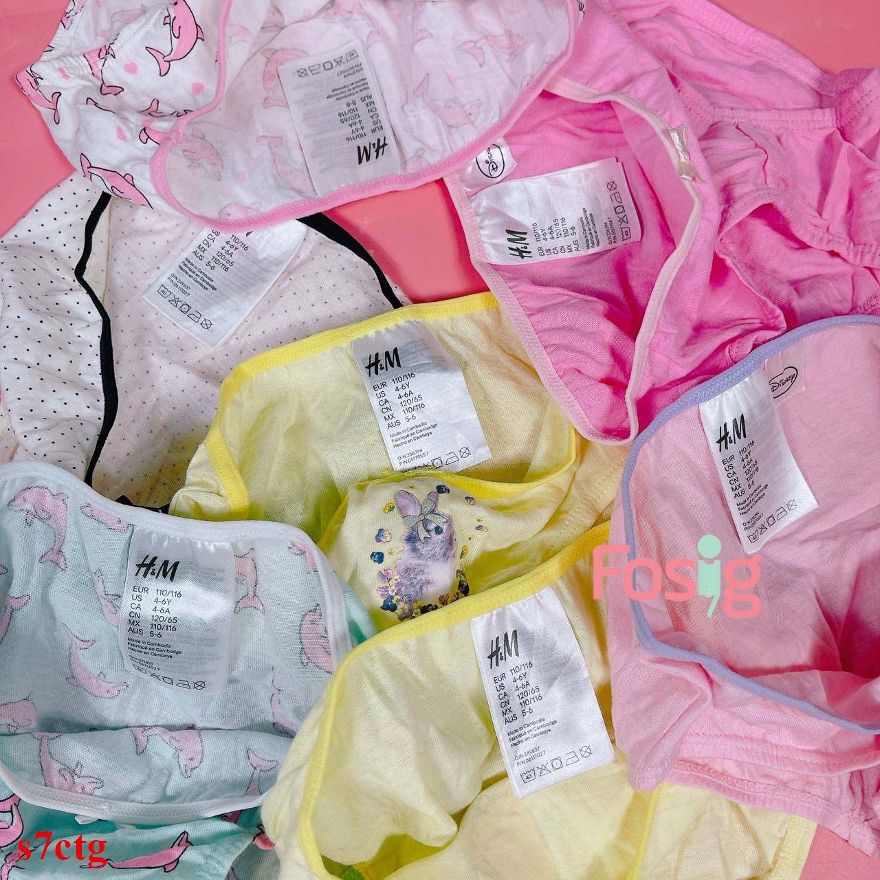 8-14kg; 2T-6T Set 7 quần chip tam giác Hm cho bé gái thung thun ren đáng yêu- S7CTG