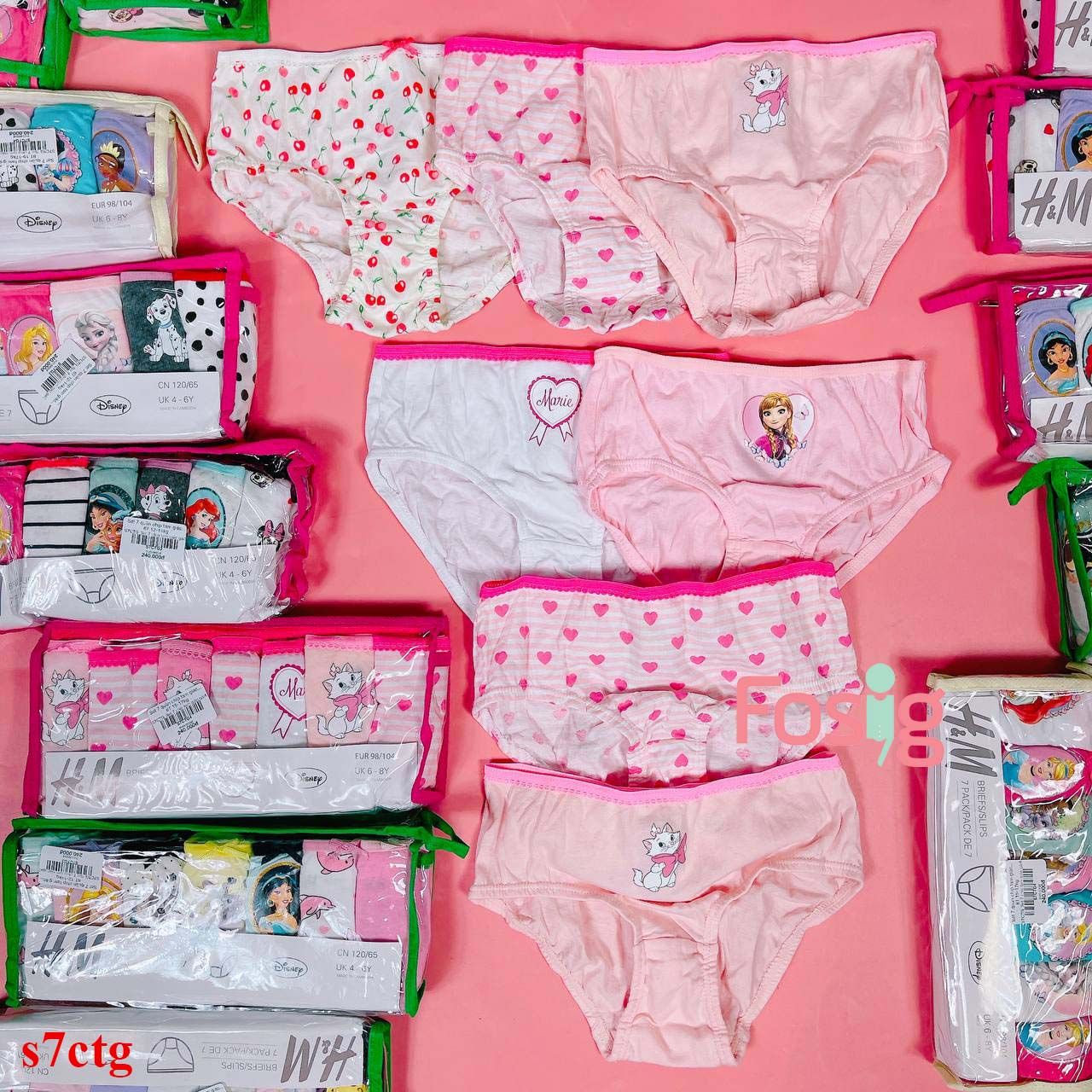 8-14kg; 2T-6T Set 7 quần chip tam giác Hm cho bé gái thung thun ren đáng yêu- S7CTG