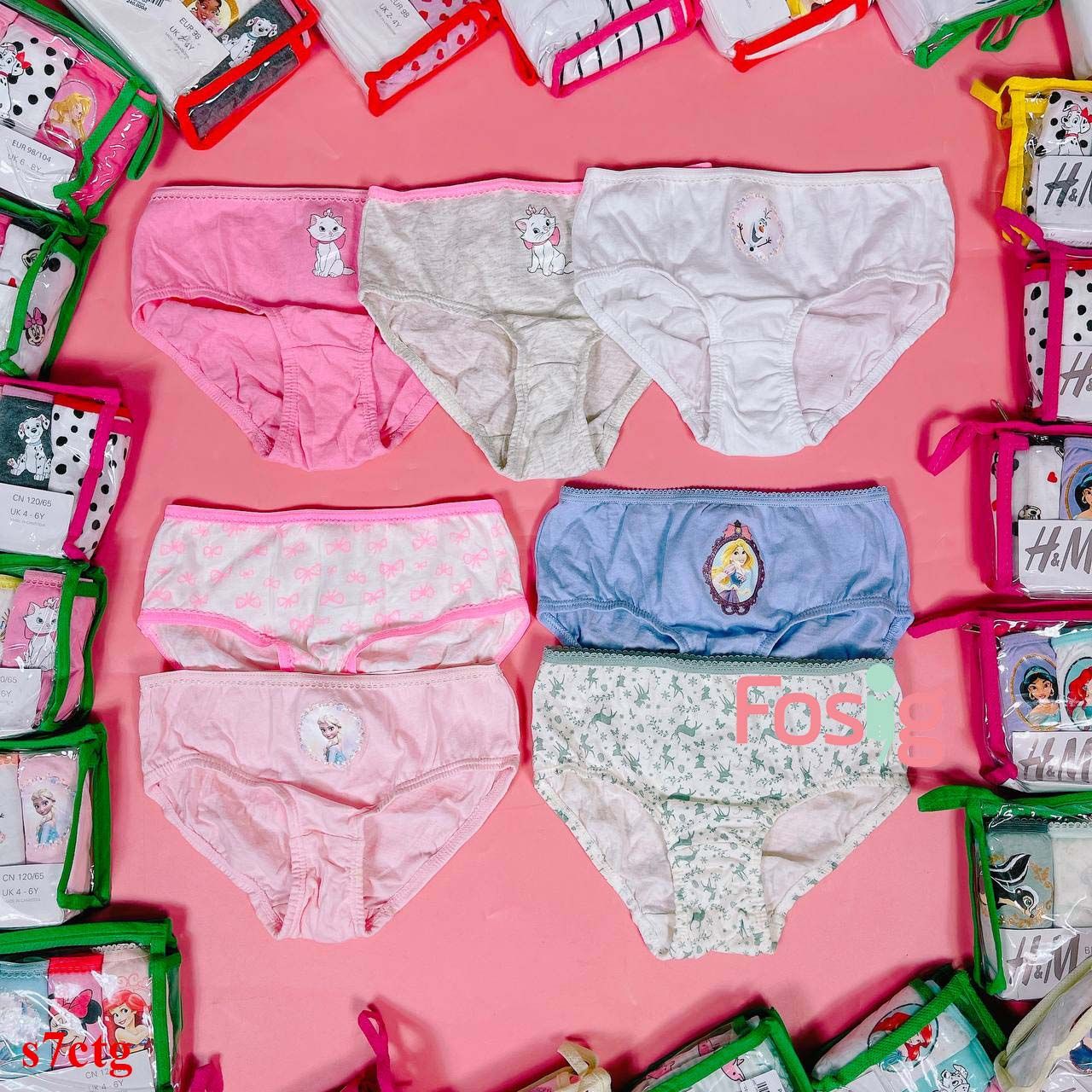 8-14kg; 2T-6T Set 7 quần chip tam giác Hm cho bé gái thung thun ren đáng yêu- S7CTG