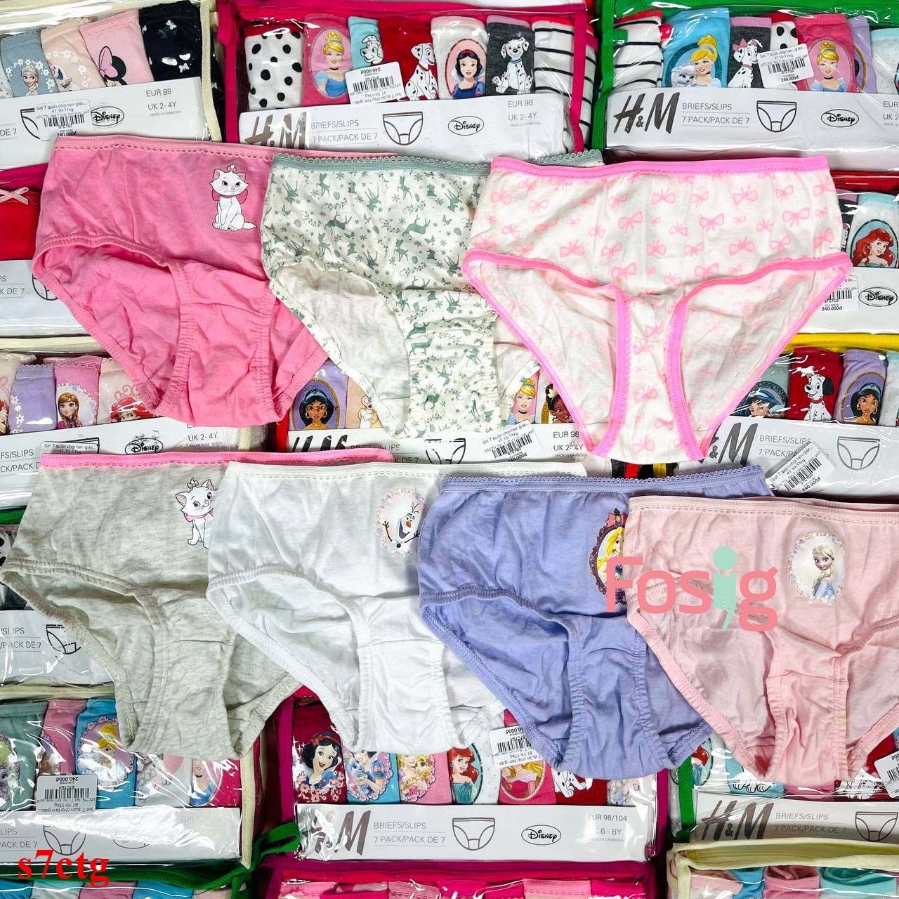 8-14kg; 2T-6T Set 7 quần chip tam giác Hm cho bé gái thung thun ren đáng yêu- S7CTG