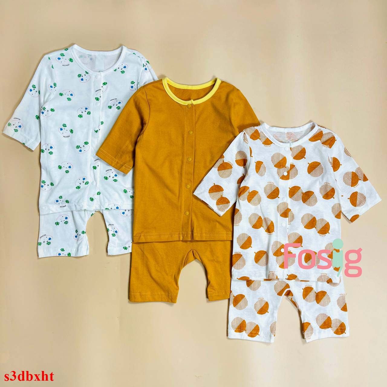  [10-25kg] Set 3 Đồ Bộ Ngắn Xuất Hàn Bé Trai - Combo màu ngẫu nhiên 