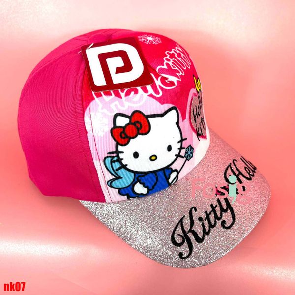  Nón kết Style cho bé gái- Hồng đậm Hellokitty NK07 