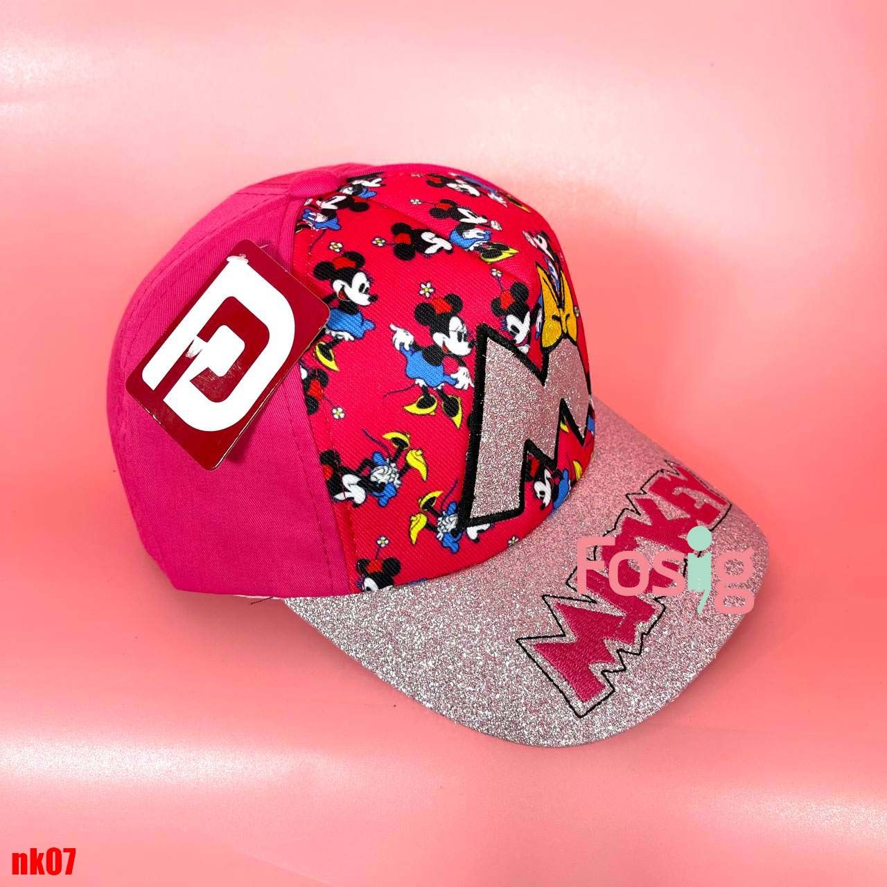 Nón kết Style cho bé gái- Hồng đậm Mickey hồng NK07