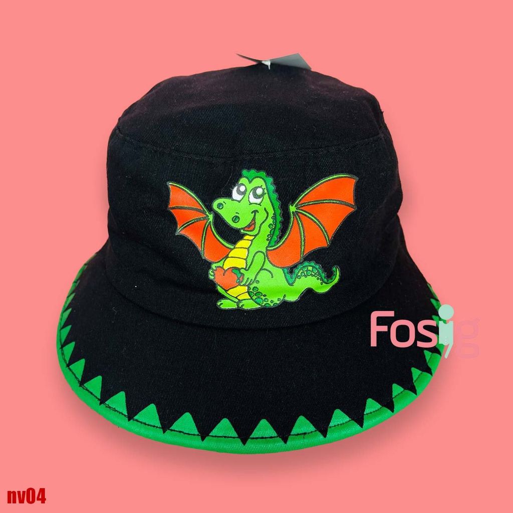 Nón vành in họa tiết đáng yêu cho bé- Đen Dragon NV04