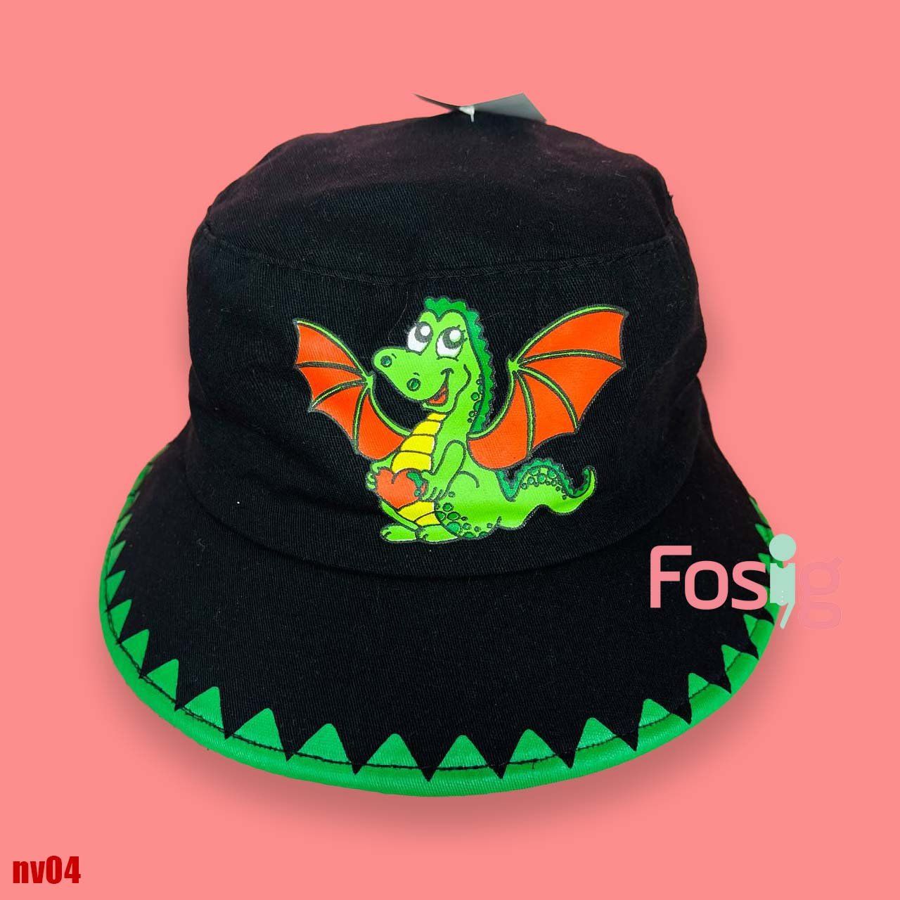 Nón vành in họa tiết đáng yêu cho bé- Đen Dragon NV04
