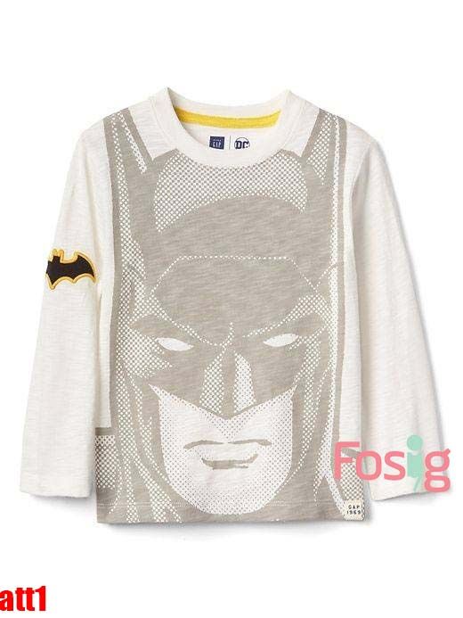 10-15kg; 17-20kg Áo thun tay dài bé trai- Trắng Batman ATT1