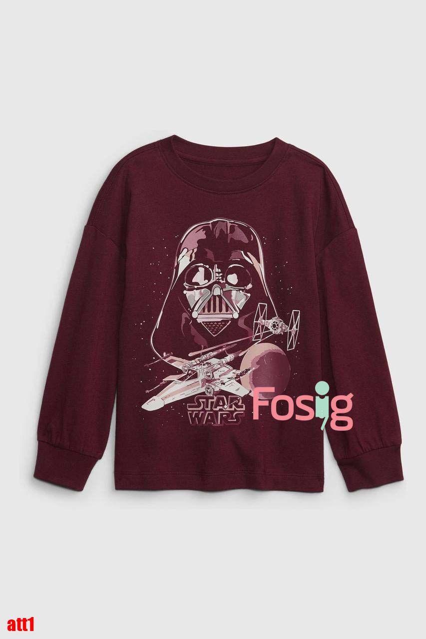 12-13kg Áo thun tay dài bé trai- Đỏ Starwars ATT1