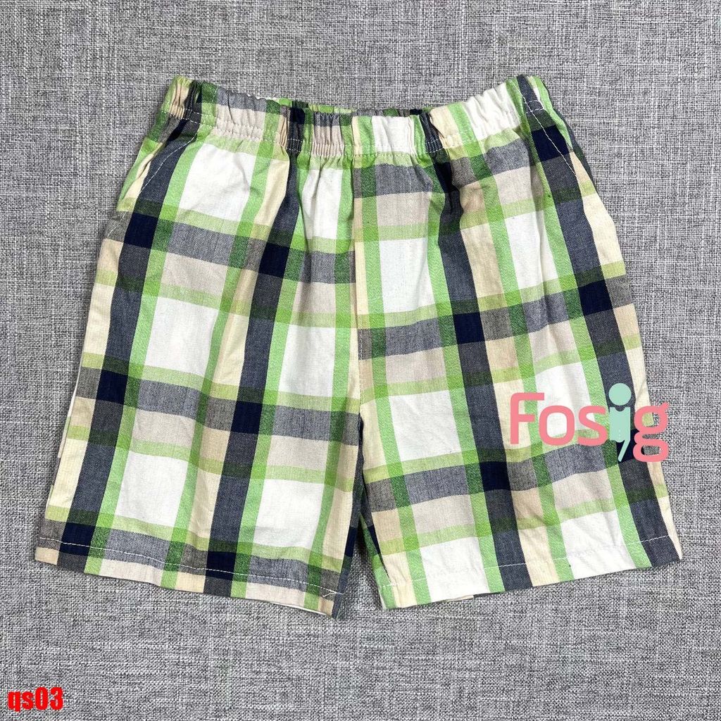 12-13kg Quần Short Kate Bé trai - Caro trắng kem xanh