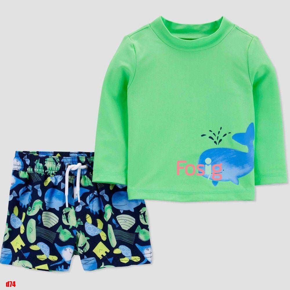 [6-7kg; 9-10kg Set Đồ Bơi Bé Trai Cter- Xanh lá cá voi D74