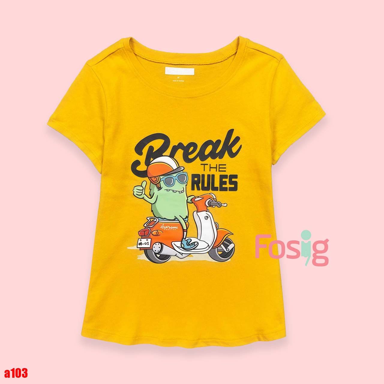 16-18kg 5T Áo thun mát nhẹ bé gái ON- Vàng BreaktheRuler A103