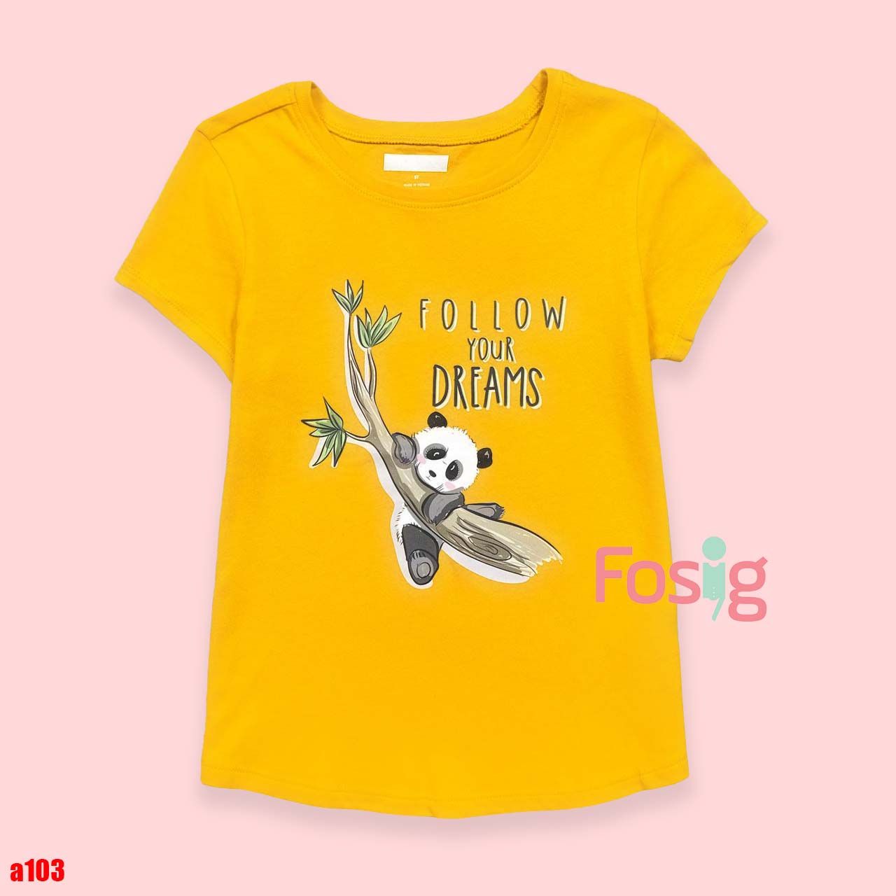 16-18kg 5T Áo thun mát nhẹ bé gái ON- Vàng gấu trúc A103
